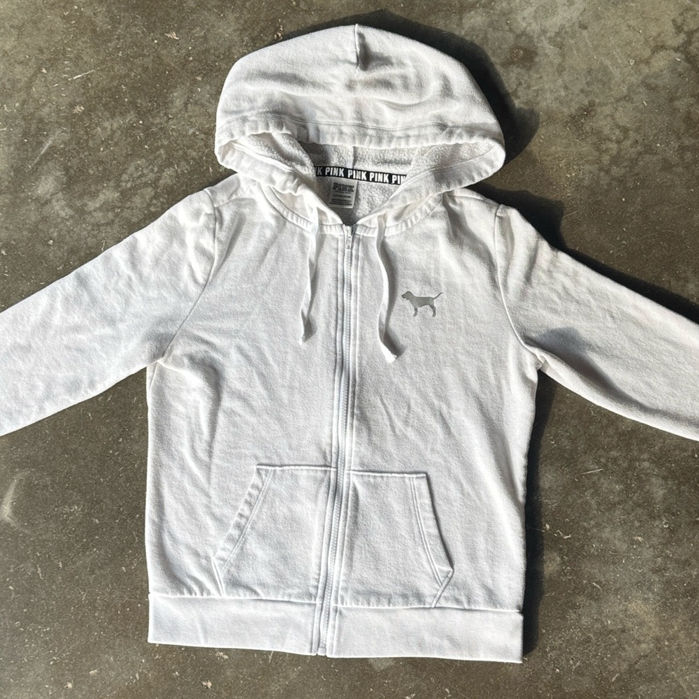 VS PINK White Hoodie Zip Up Jacket